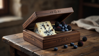 The High Priestess Box featuring truffle infused soft cheese and dark berries